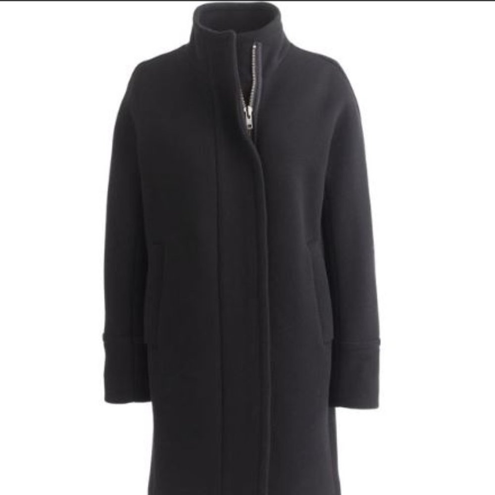 J Crew Black Stadium-cloth Cocoon Coat Size 6